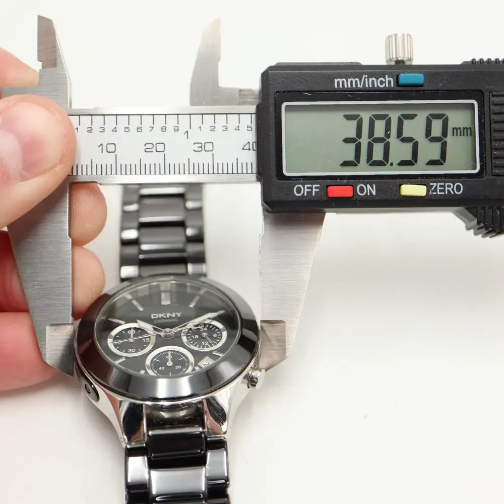 DKNY Black Ceramic Chronograph 39mm Watch 24 Hour Date 6
